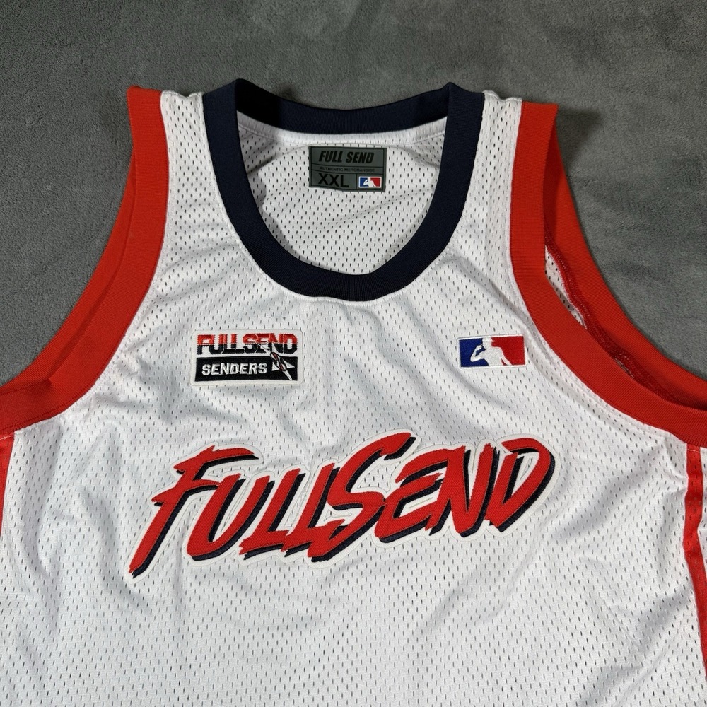 Full Send Basketball Jersey Mens XXL USA Stars Stripes White Mesh Tank Top Nelk